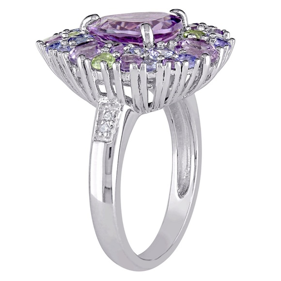 Amethyst Ring With Tanzanite & Peridot Accents (New) - Picture 2 of 2